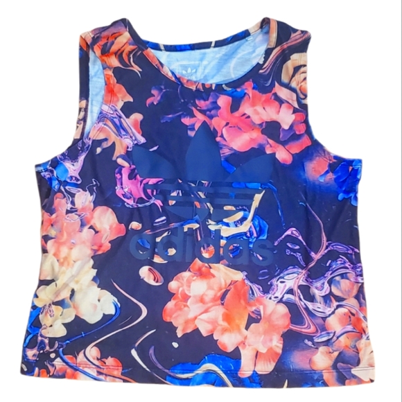 #AG Adidas Ocean Water Waves Floral Top 14 15 xl